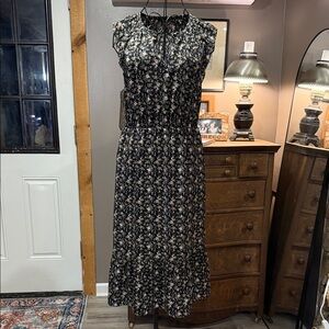 J. Crew Black Floral Midi Dress